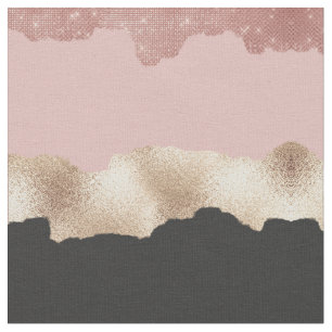 Ro Guld Glitter Black Rosa Abstrakt Girly Art Tyg