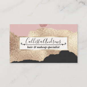 Ro Guld Glitter Black Rosa Abstrakt Girly Art Visitkort