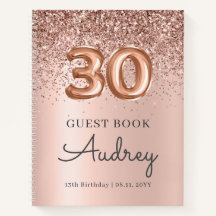Ro Guld Glitter Blegon 30års födelsedag Guest Bok