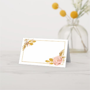 Ro Guld Glitter Blommigt Bröllop Bord Placeringskort