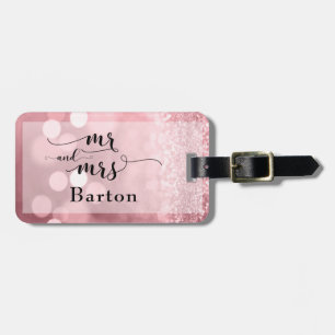 Ro Guld Glitter Bokeh & Typography Bagagebricka