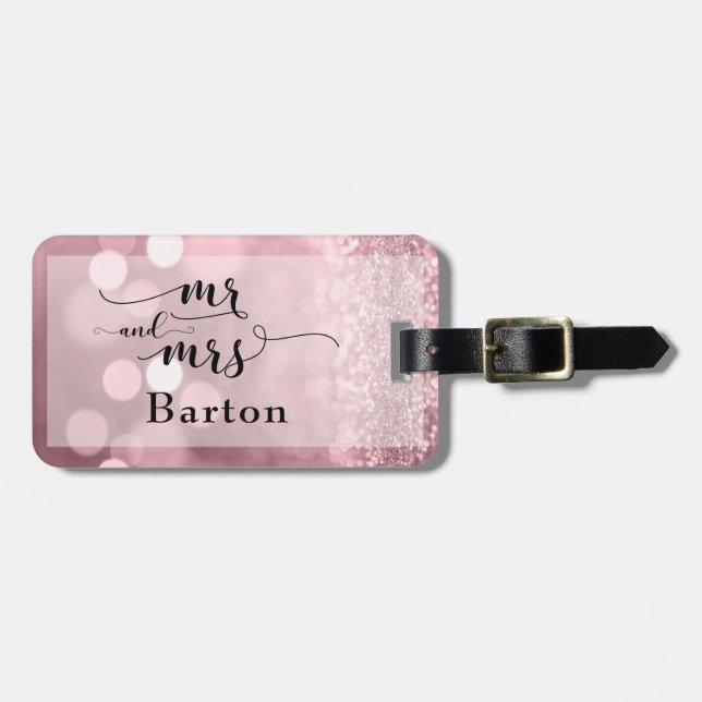 Ro Guld Glitter Bokeh & Typography Bagagebricka (Horisontell Framsida)