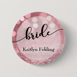 Ro Guld Glitter bokeh & Typography Bride 1 Knapp