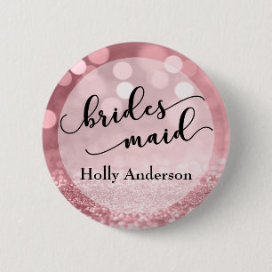 Ro Guld Glitter Bokeh & Typography Bridesmaid Knapp