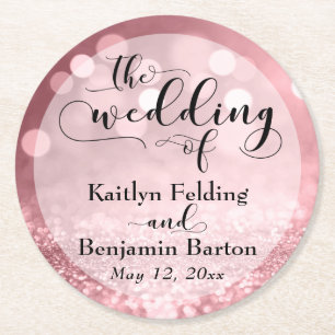 Ro Guld Glitter bokeh & Typography Souvenir Underlägg Papper Rund