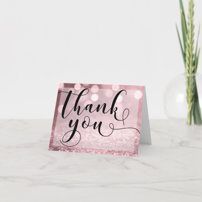 Ro Guld Glitter Bokeh & Typography Tack Kort (Framsida)