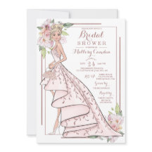 Ro Guld Glitter Bride Inbjudningskort för möhippan