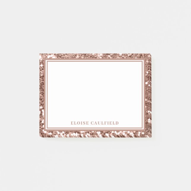 Ro Guld Glitter Bridesmaid Namn favor Post-it Block (Framsida)