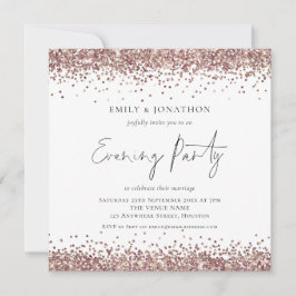 Ro Guld Glitter Bröllop Kvadrat på Party Inbjudningar