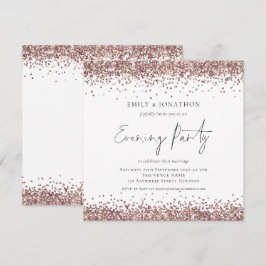 Ro Guld Glitter Bröllop Kvadrat på Party Inbjudningar