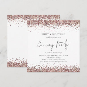 Ro Guld Glitter Bröllop Kvadrat på Party Inbjudningar