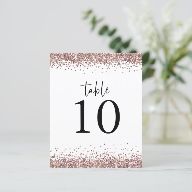 Ro Guld Glitter Bröllop Vitvit Bord (Stående Fram)