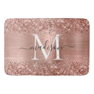 Ro Guld Glitter Brushed Metall Monogram-skript Badrumsmatta