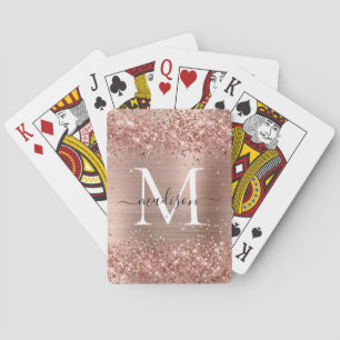 Ro Guld Glitter Brushed Metall Monogram-skript Casinokort