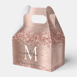 Ro Guld Glitter Brushed Metall Monogram-skript Presentaskar