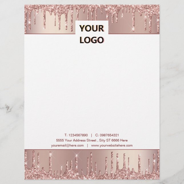 Ro Guld Glitter Business Letterhead-mall Brevhuvud (Framsida)