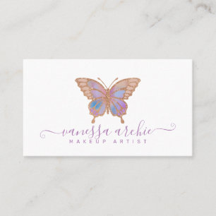 Ro Guld Glitter Butterfly Logotyp Affärskort Visitkort