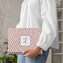 Ro Guld Glitter Chevron Mönster Monogram Anteckningsbok