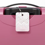 Ro Guld Glitter Chevron Rosa Marble Monogram Bagagebricka<br><div class="desc">bakgrund med ett monogram för elegant längs grund a med mönster om guld i glitter i mitten och ro marmor längst upp. Elegant och chic som kan anpassas mycket enkelt. Sök efter fler matchande artiklar i vår butik.</div>