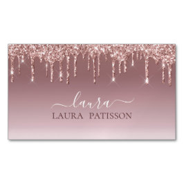 Ro Guld glitter chic-skript med monogram Busine Magnetiska Visitkort