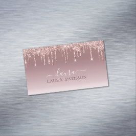 Ro Guld glitter chic-skript med monogram Busine Magnetiska Visitkort