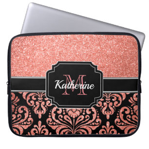 Ro Guld Glitter Damask Laptop Fodral