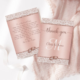Ro Guld Glitter Damask Metallic Bröllop Tack Kort