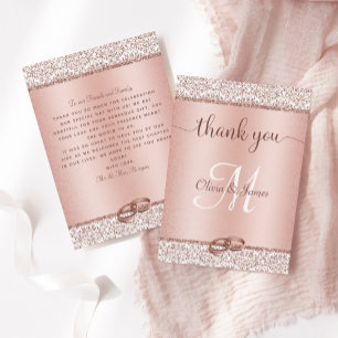 Ro Guld Glitter Damask Metallic Bröllop Tack Kort