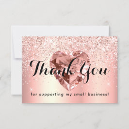 Ro Guld Glitter Diamond Heart Business Anpassnings Tack Kort