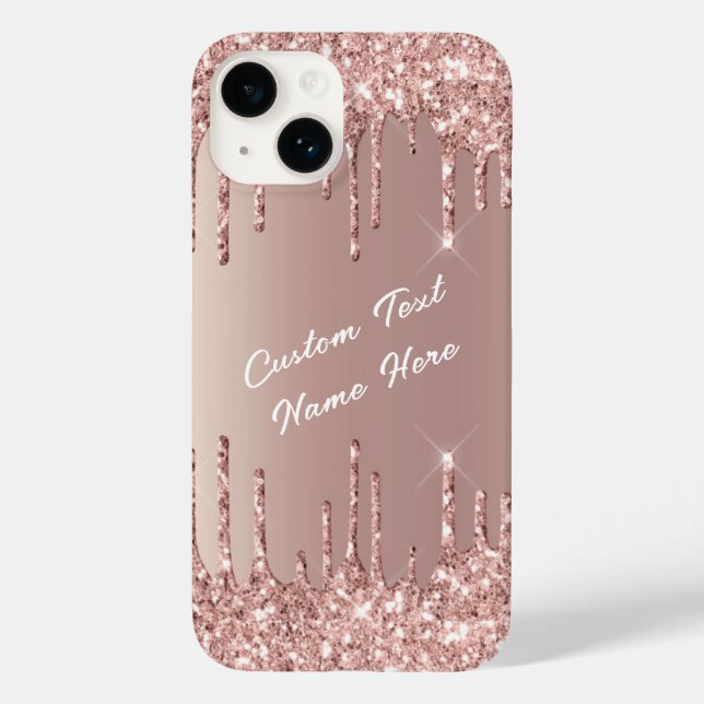 Ro Guld  Glitter ditt namn iphone case (Baksida)