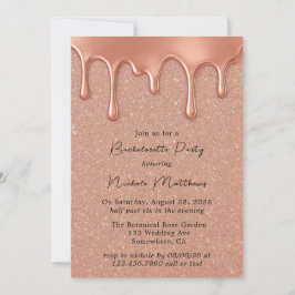 Ro Guld Glitter & Drips Bachelorette Party Inbjudningar