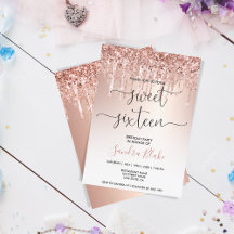 Ro Guld Glitter Drips Girly Modern Sweet 16