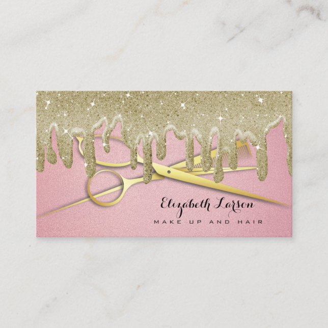 Ro Guld Glitter driver Hair Stylist Beauty Salon Visitkort (Framsida)
