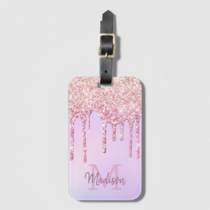 Ro Guld Glitter driver Unicorn Ombre Monogrammed Bagagebricka