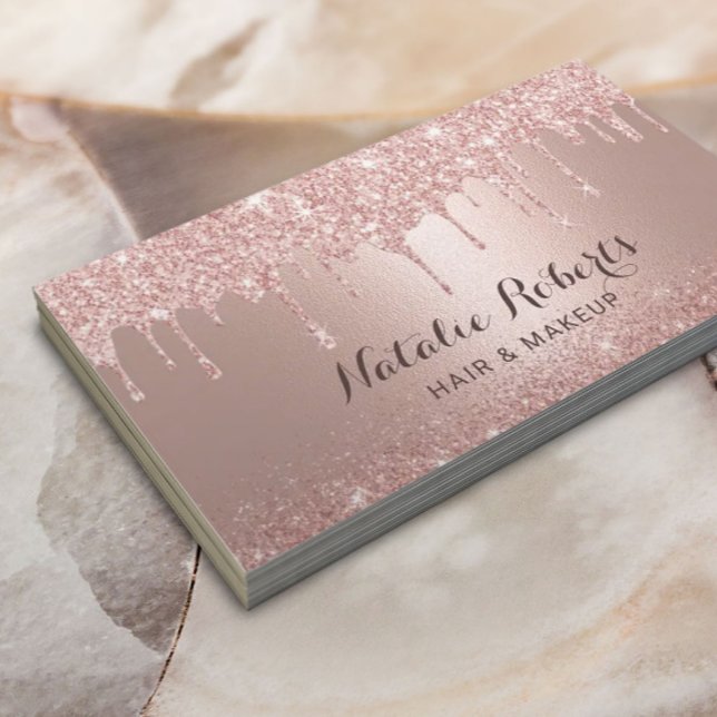Ro Guld Glitter Drives Beauty Salon & SPA Visitkort (Skapare uppladdad)