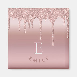Ro Guld Glitter-drivrutiner - första Namn Monogram Magnet