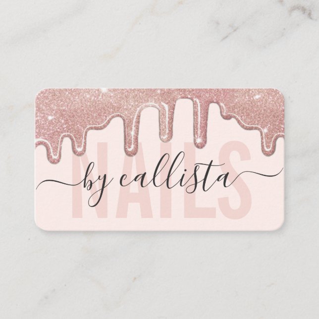 Ro Guld Glitter Drivrutiner Typografi Nail Artist Visitkort (Framsida)