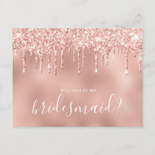 Ro guld glitter droppar kommer att bli min brud inbjudan vykort