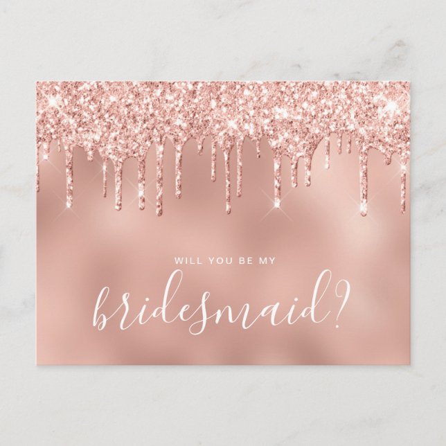 Ro guld glitter droppar kommer att bli min brud inbjudan vykort (Framsida)