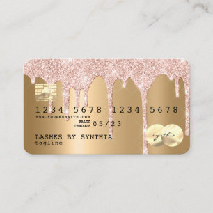 Ro guld glitter droppar Kredit Card guld hologram Visitkort