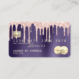 Ro guld glitter droppar Kredit Card guld hologram Visitkort