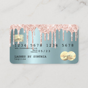 Ro guld glitter droppar Kredit Card guld hologram Visitkort