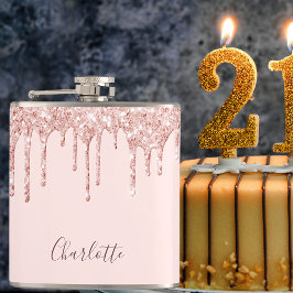 Ro guld glitter droppar rosa monogram fickplunta