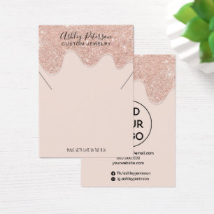 Ro guld glitter droppar smyckeshalsband visning visitkort