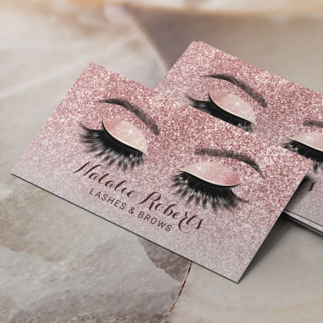 Ro Guld Glitter Eyelash Extensions Beauty Salon Visitkort (Skapare uppladdad)