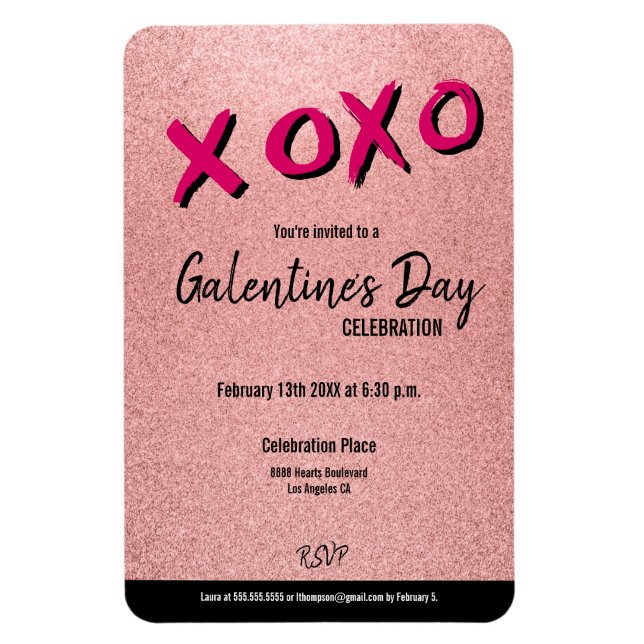 Ro Guld Glitter Galentine's Valentine Magnet (Vertikal)