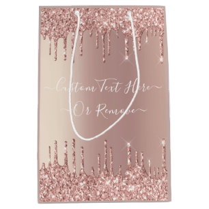 Ro Guld Glitter Gift Bag med Anpassningsbar Text