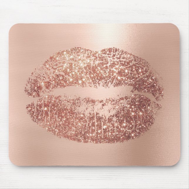 Ro Guld Glitter Girly Beauty Läppar Kiss Rosa Musmatta (Framsidan)