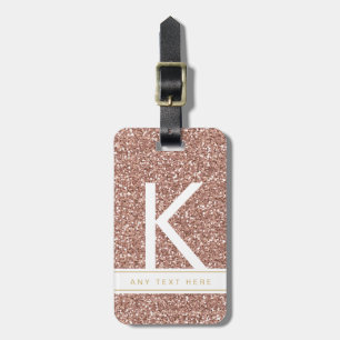 Ro Guld Glitter Girly Rosa Modern Monogram Bagagebricka