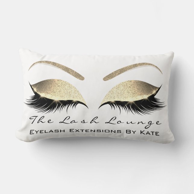 Ro Guld Glitter Glam Makeup Lash Beauty Lumbarkudde (Framsida)